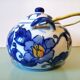 Hand-painted blue floral pattern teapot