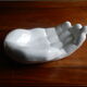 Large empty hand-shaped pocket / Vintage 70s white ceramic