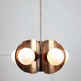 Vintage Italian Copper and Opaline Chandelier, 70s