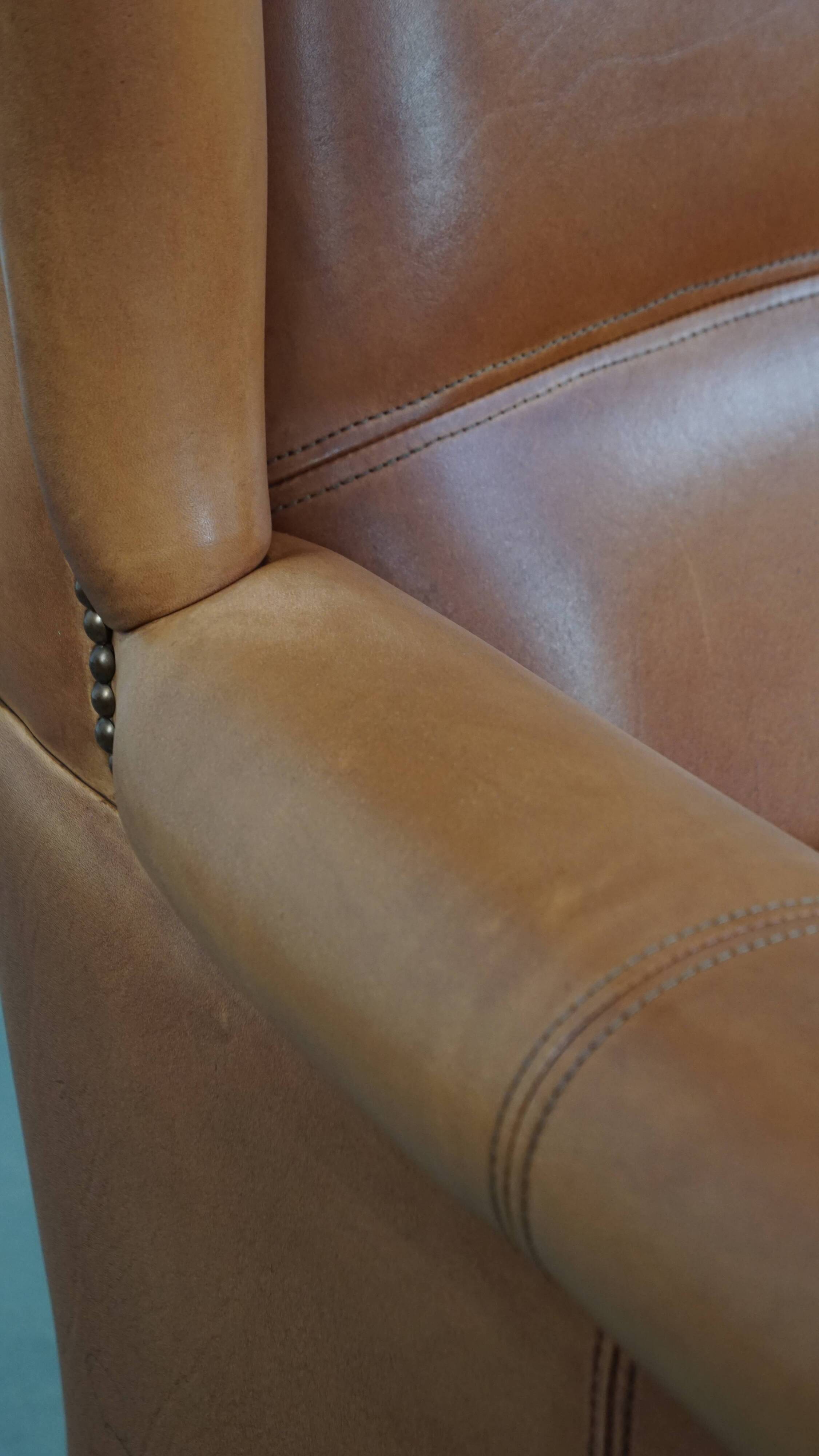 Wingback Chair Made of Cowhide Leather