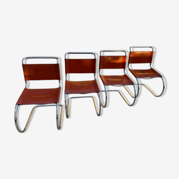 4 chaises design Mies Van Der Rohe, édition années 80