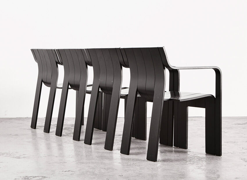 Gijs Bakker set of 4 strip armchairs for Castelijn, 1974