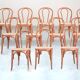 Bent beech wood chairs with straw seats, no. 34 total, 1990-2000