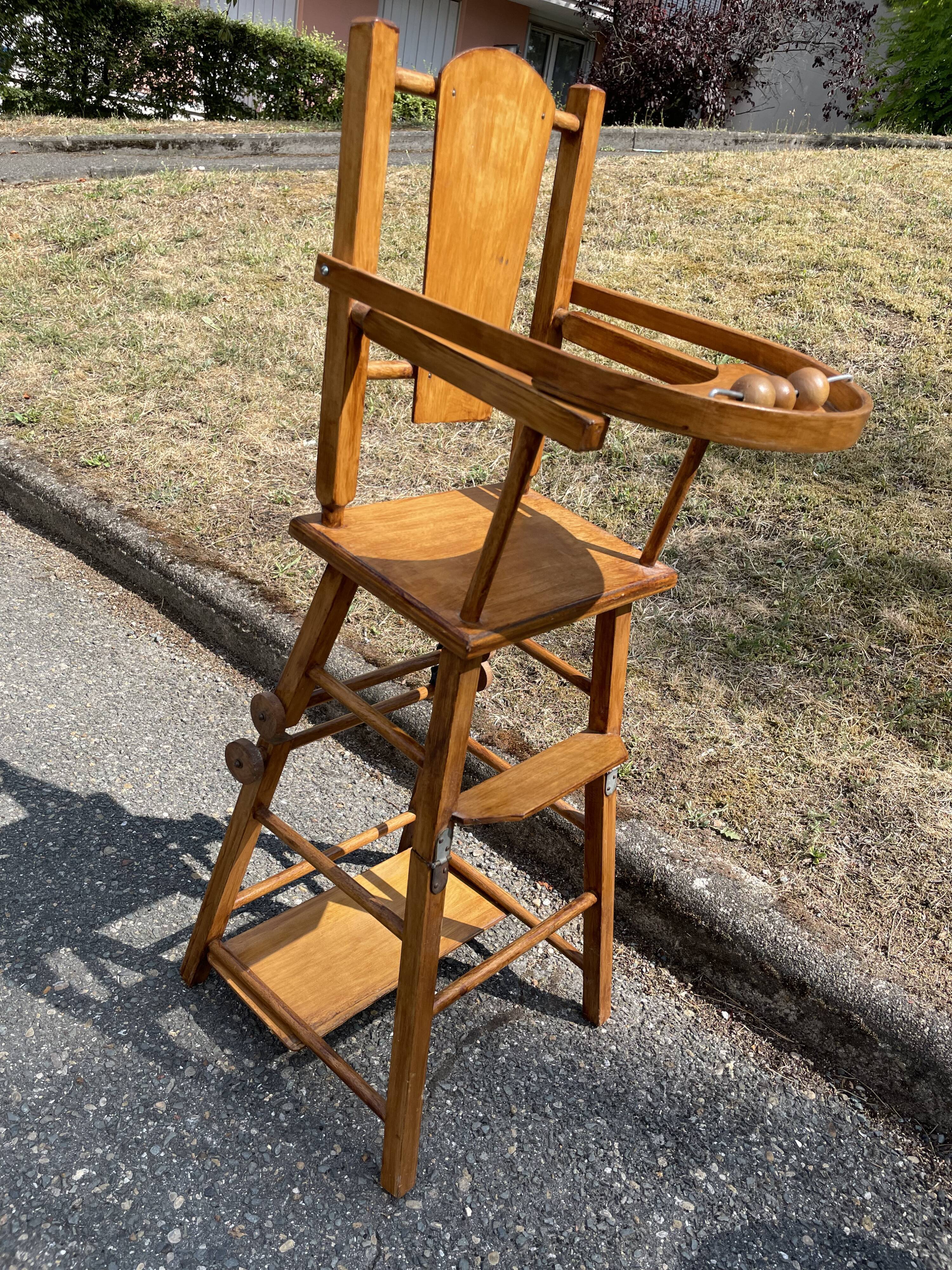 High chair for wooden doll with abacus