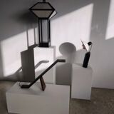 Japanese lamp in black lacquered wood and rice paper H:75cm