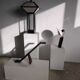 Japanese lamp in black lacquered wood and rice paper H:75cm