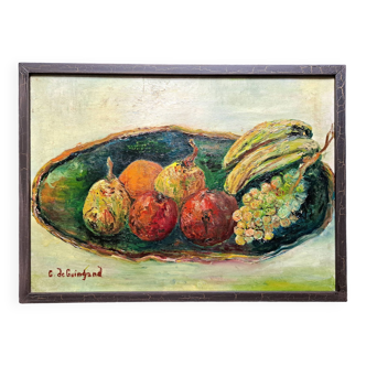 Tableau réaliste , huile sur toile signée - Nature morte et ses symboles