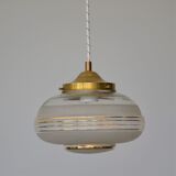 Suspension globe in frosted glass with golden edges