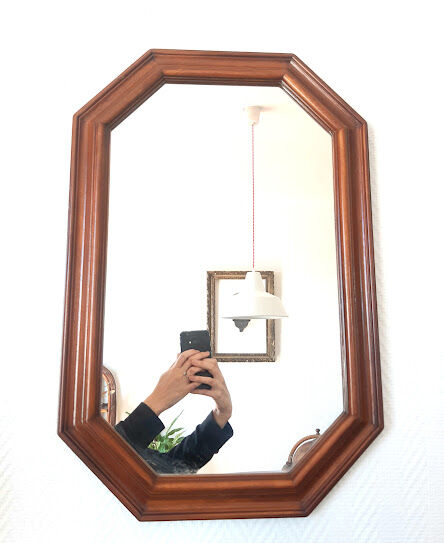 Hexagonal mirror in art deco wood 1950