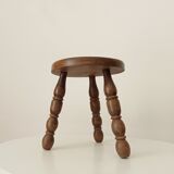 Vintage turned wood tripod stool