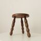 Tabouret tripode vintage en bois tourné