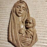 Virgin and child in sand