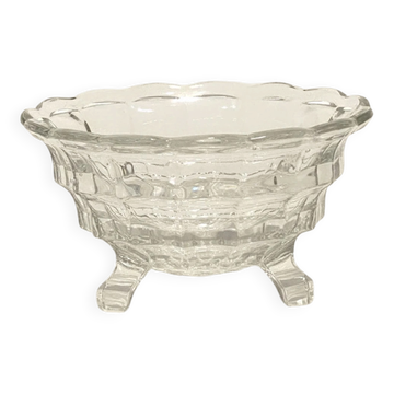 Tripod glass bonbonnière with cut design