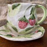 Slush cup and saucer with strawberry and leaf decoration Portugal