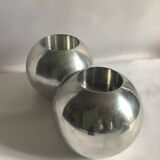 2 vintage aluminum spherical candle holders model Nässjö