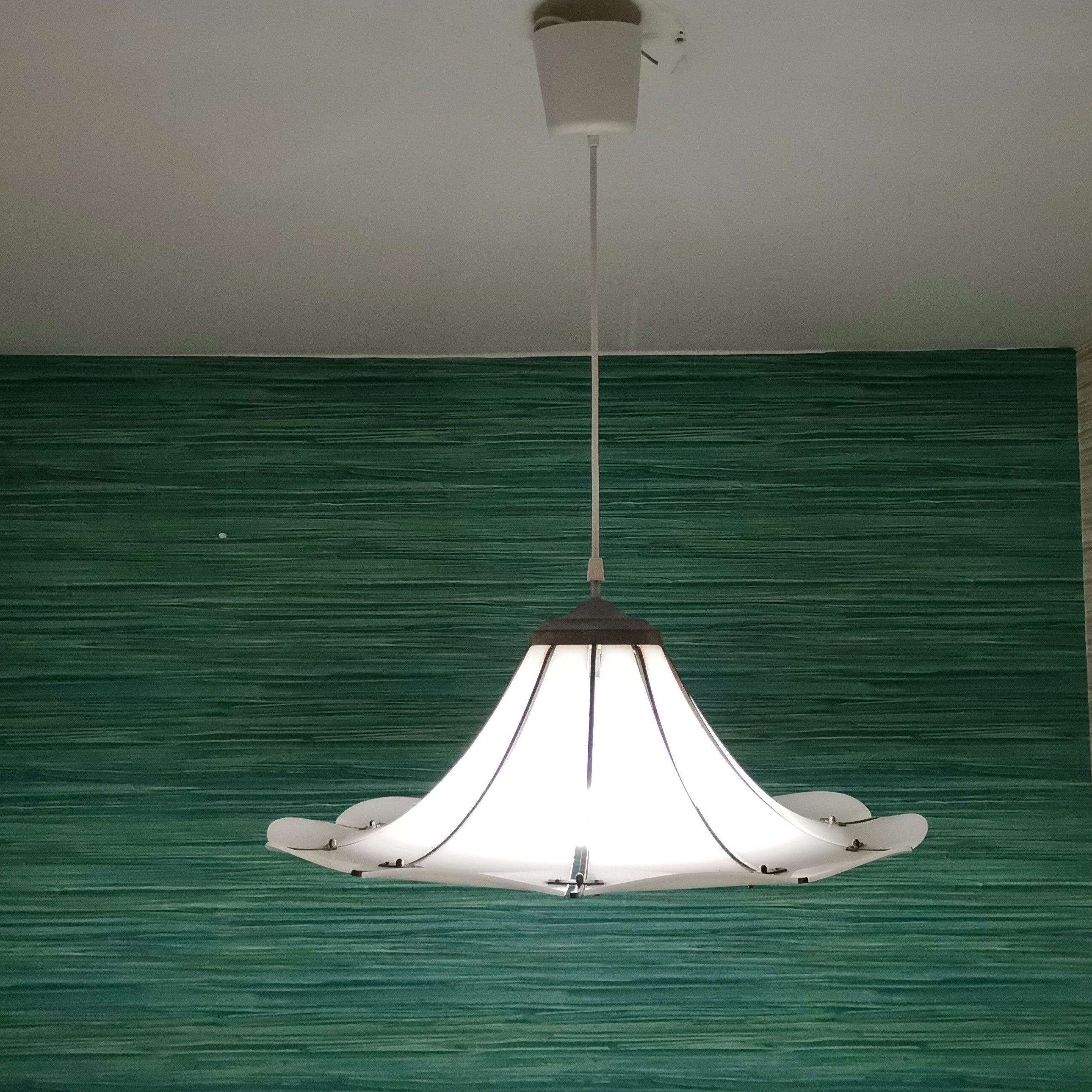 Large Modernist white acrylic hanging light lamp 1970s