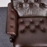 Canapé vintage en palissandre et cuir de veau, modèle-rodeio par jean gillon 1968 italma woodart