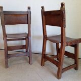 Set of 8 walnut and leather chairs from the 1950s