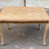 Extendable Louis XV dining table in solid oak wood and marquetry 200cm