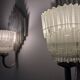 Pair of Ferro Art Iron and Glass Wall Sconces Art Deco Style 1970s
