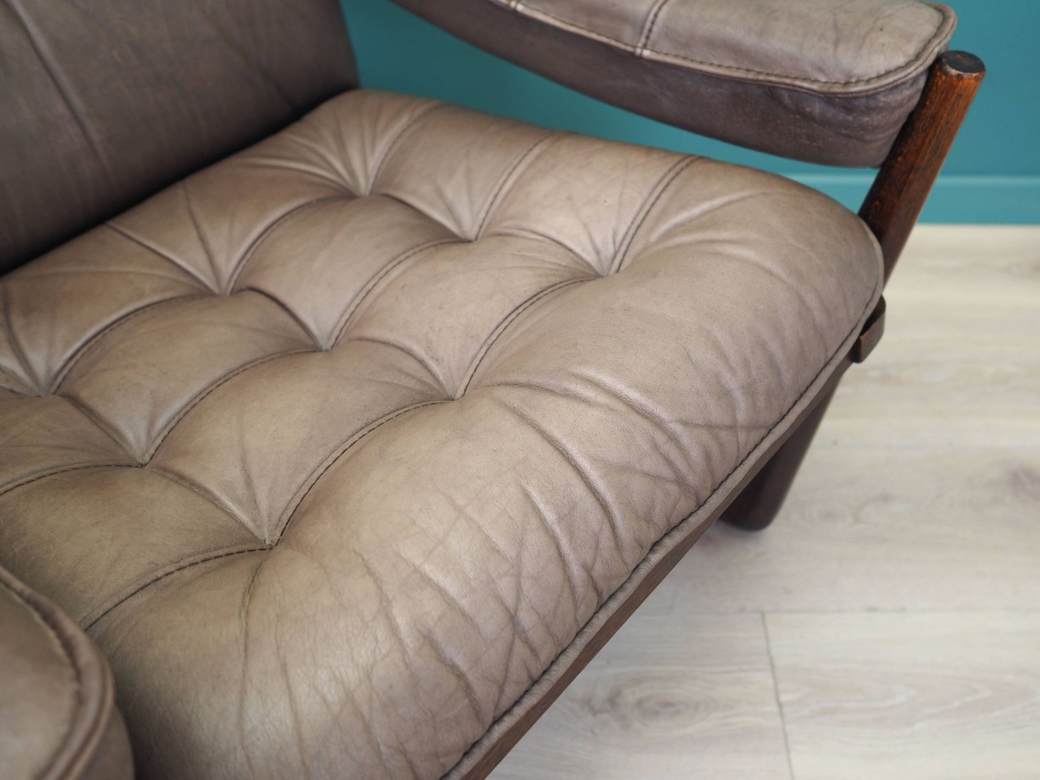 Leather armchair, Danish design, 1960s, manufactured by Genega Møbler