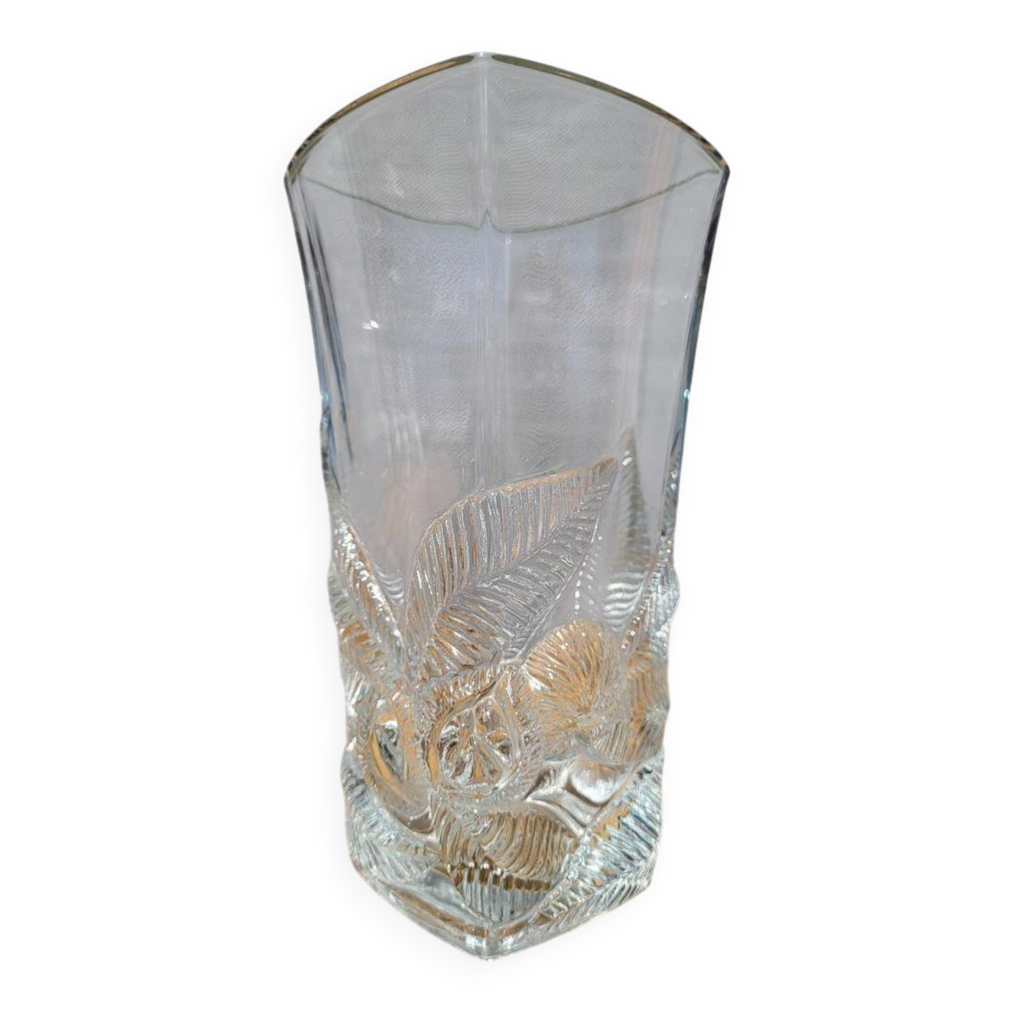 Vase floral feuillagé "Prévert" verre France