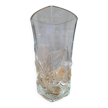 "Prévert" floral foliage vase, French glass