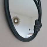 Art Nouveau mirror in blue enamelled cast iron in the style of Hector Guimard.