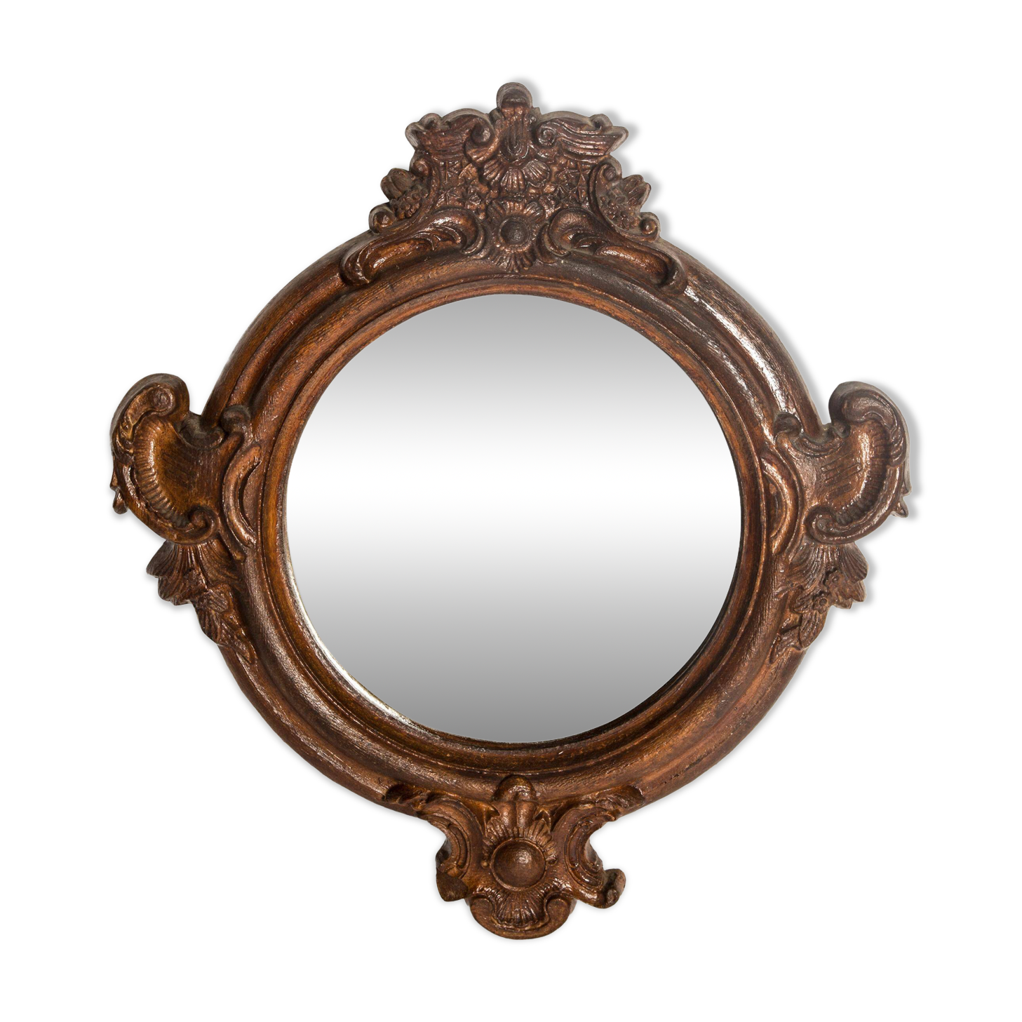 Miroir original en verre décoratif marron moyen, Europe, années 1960