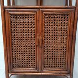 Bibliotheque buffet en bambou et rotin vintage