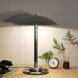 Mushroom lamp, chrome metal saucer, Aluminor, France, 1970