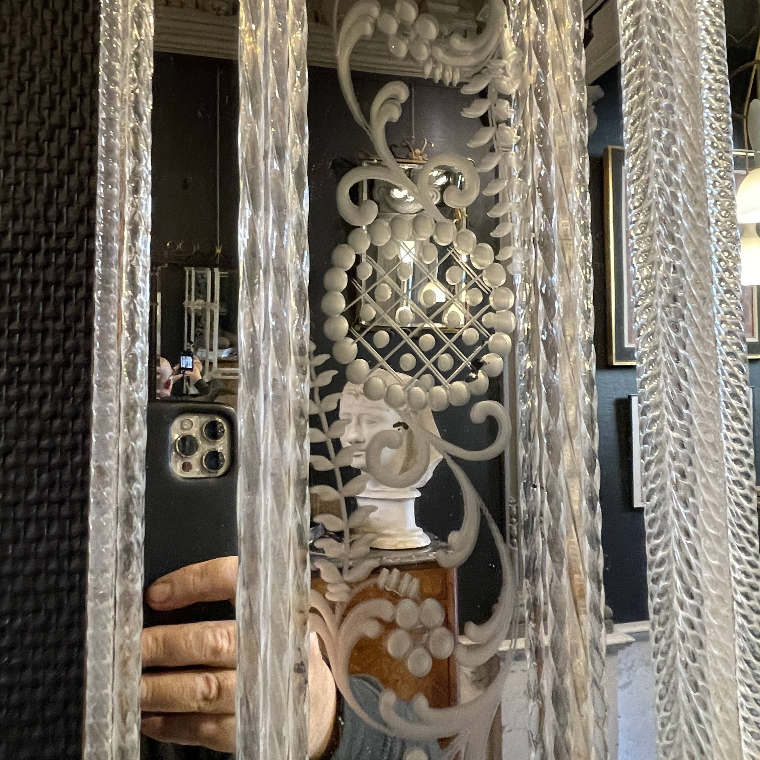 Barovier & Toso Murano, mirror with engraved borders, early 20th century.