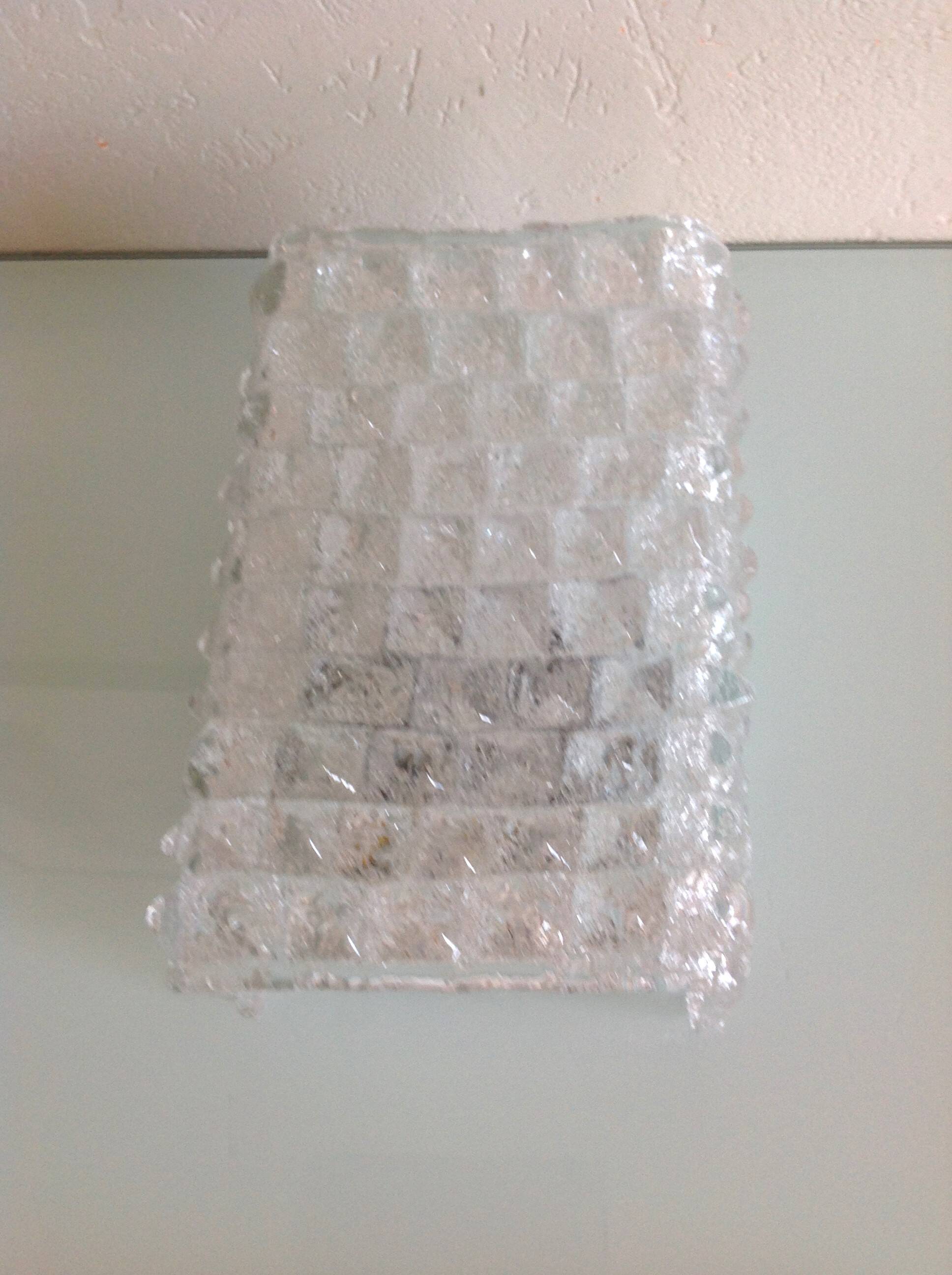 Wall lamp in ice glass and diamond tips / vintage 60s-70s