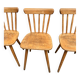 Set of 8 vintage bistro chairs – Warm stained wood – Compass legs