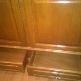 Wardrobe, in solid chestnut, with closet, 3 doors