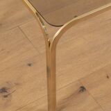 70s Side Table, gold metal frame with glass top