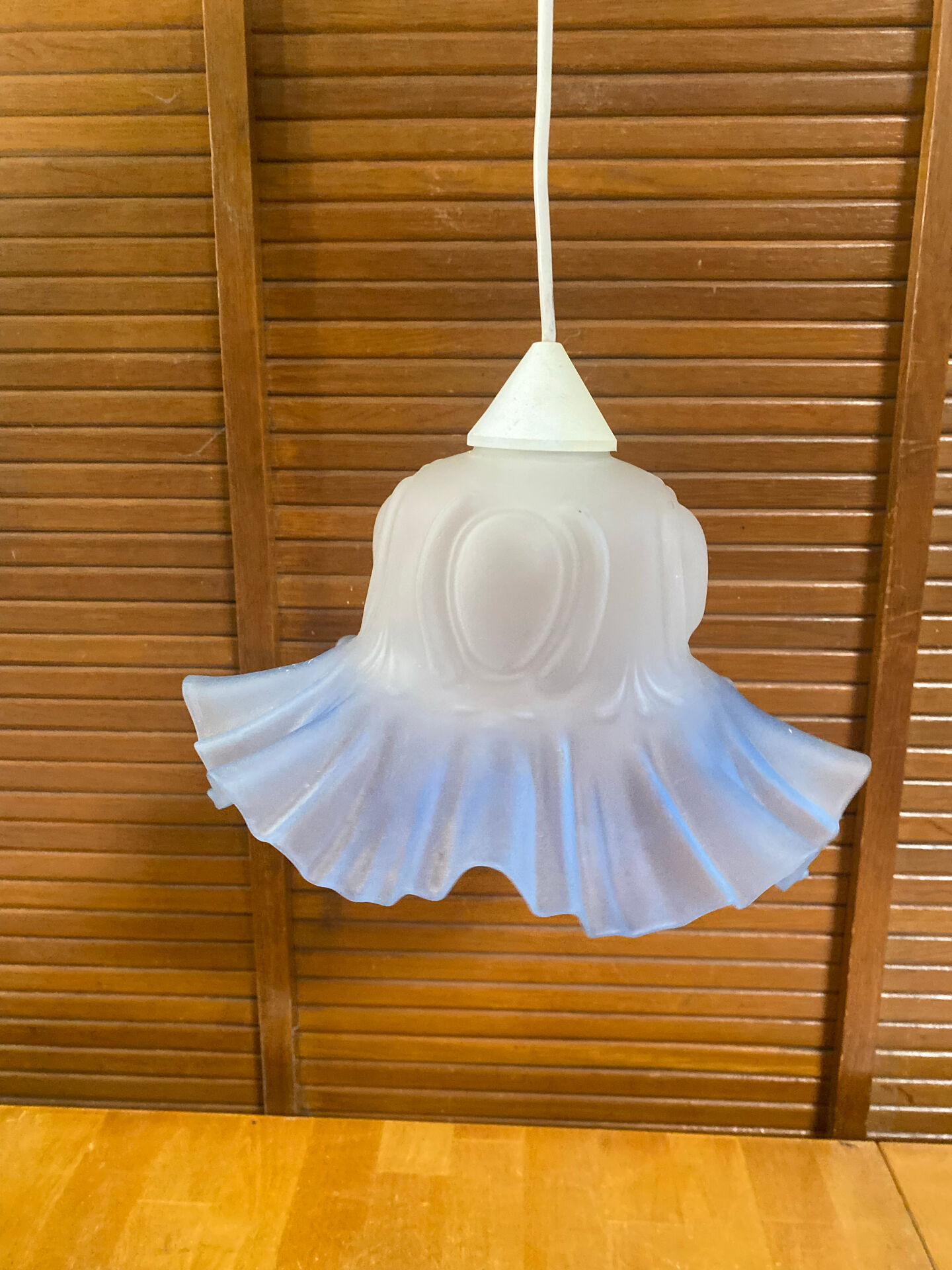 Old tosel suspension frosted blue glass vintage style #e469