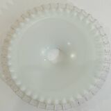 Vintage lampshade in white opaline glass with a transparent serrated edge – Globe