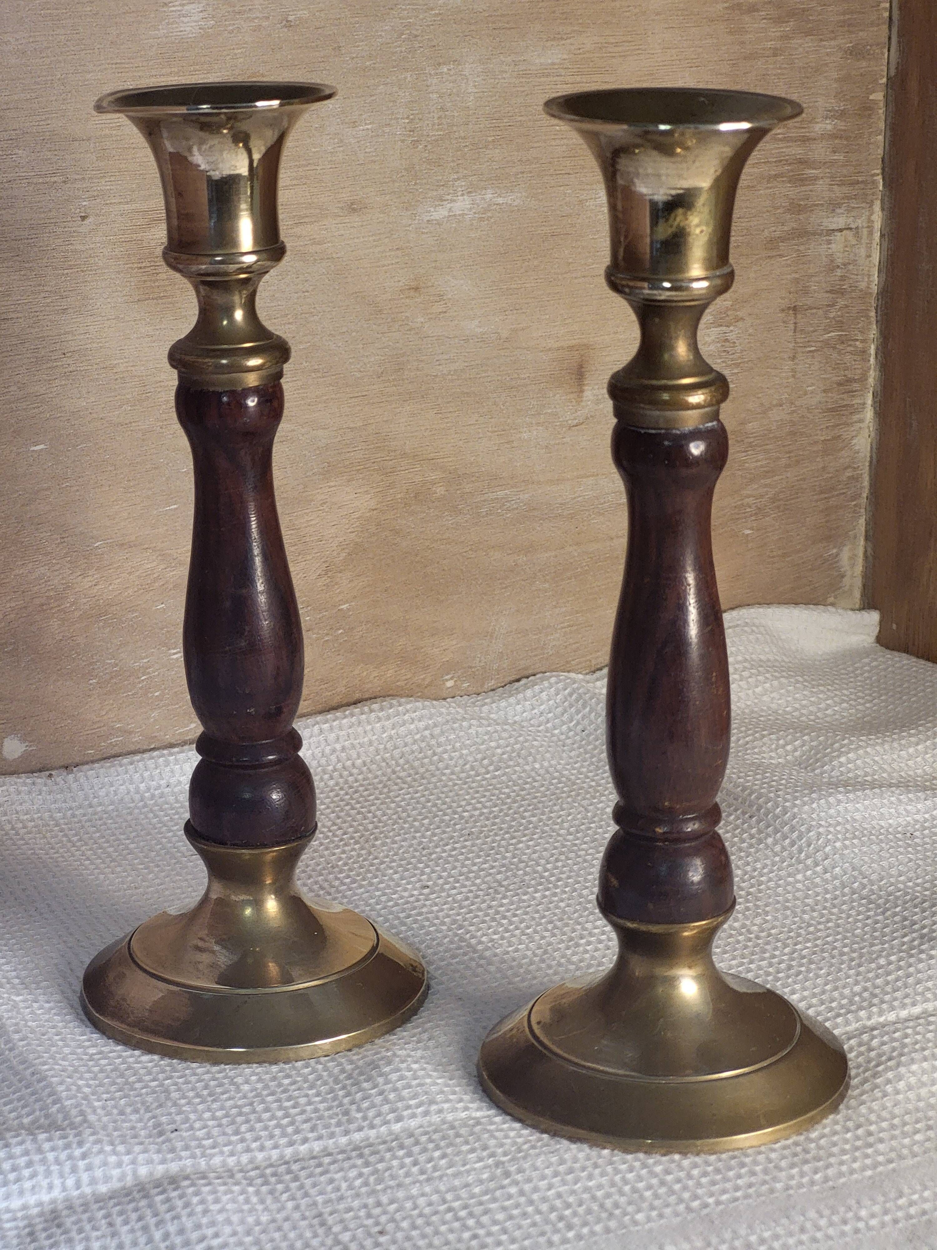 Bougeoirs bois métal