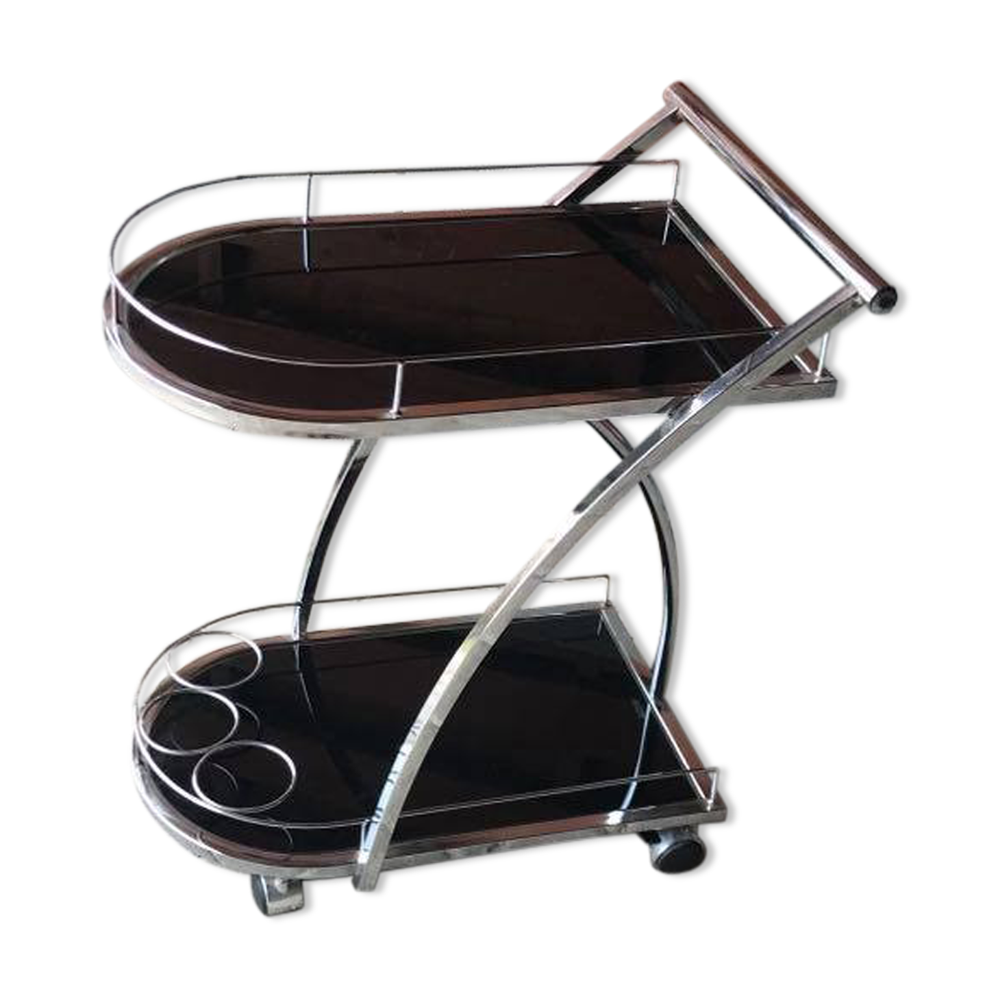 Italian glass and chrome trolley, 1970s