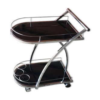 Italian glass and chrome trolley, 1970s