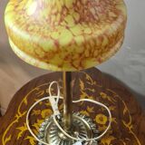 Lampe art nouveau en bronze abat jour pate verre 59x20