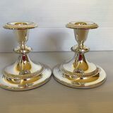 Pair of candlesticks silver chromed metal