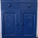 Commode des années 30 en bleu nuit et jaune
