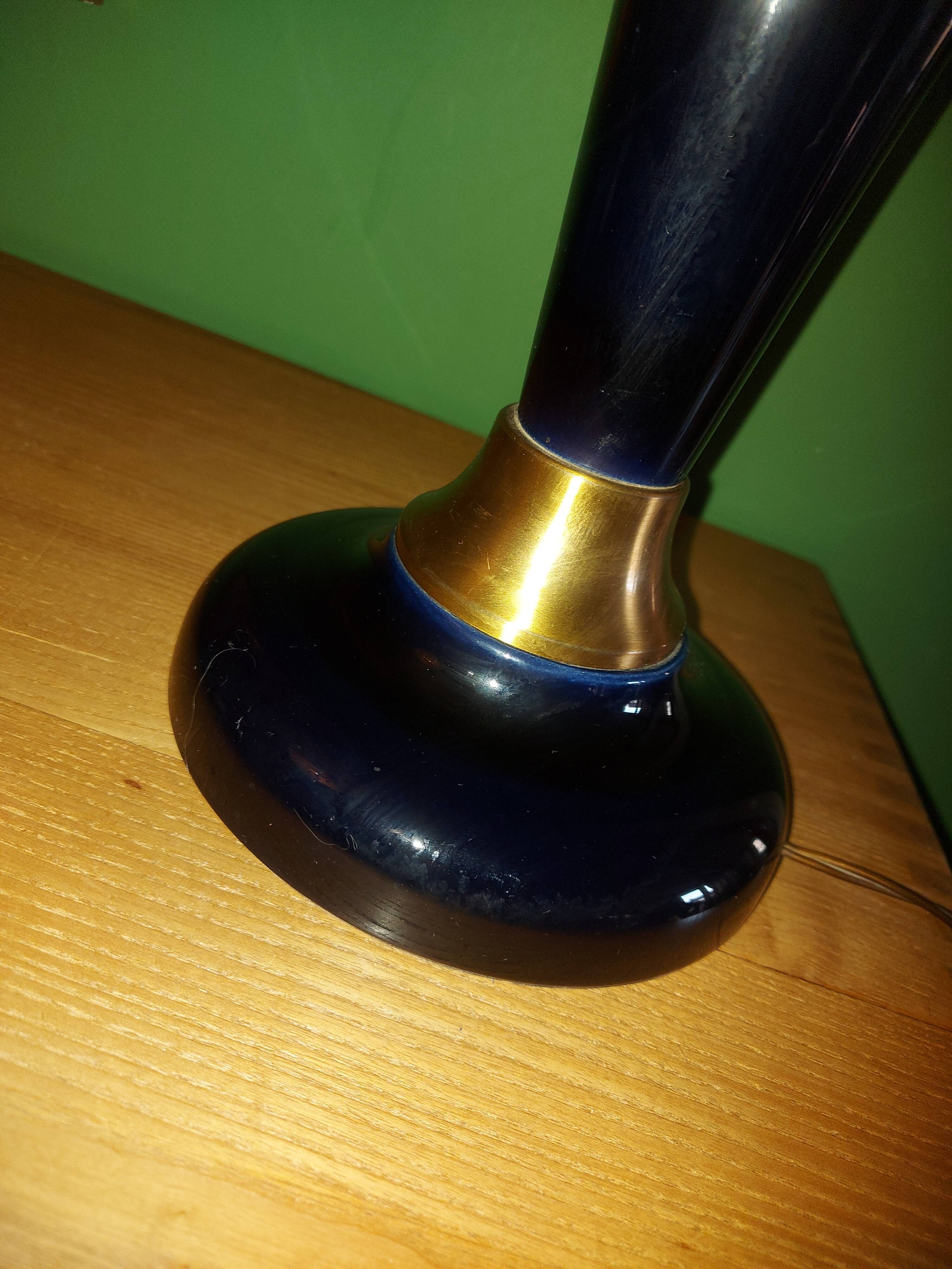 Large cobalt blue ceramic lamp stand