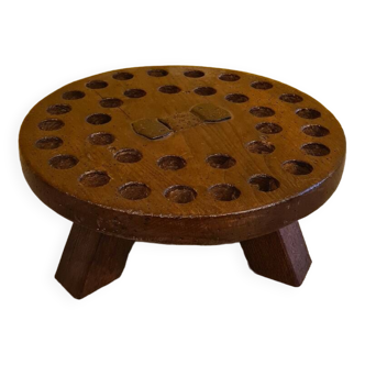 Disk of a churn pestle converted into a stool/plantstand, 19th Century
