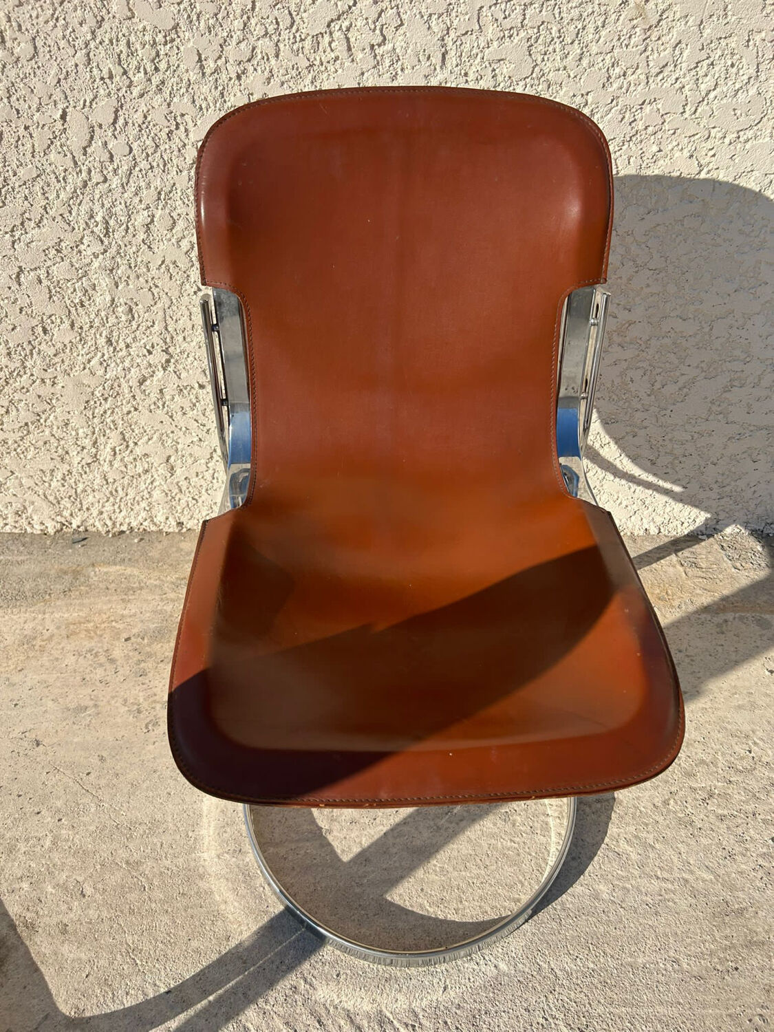 Pair of leather and chromed metal chairs year 70
