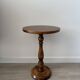 Small vintage wooden side table | Round accent table | Turned leg