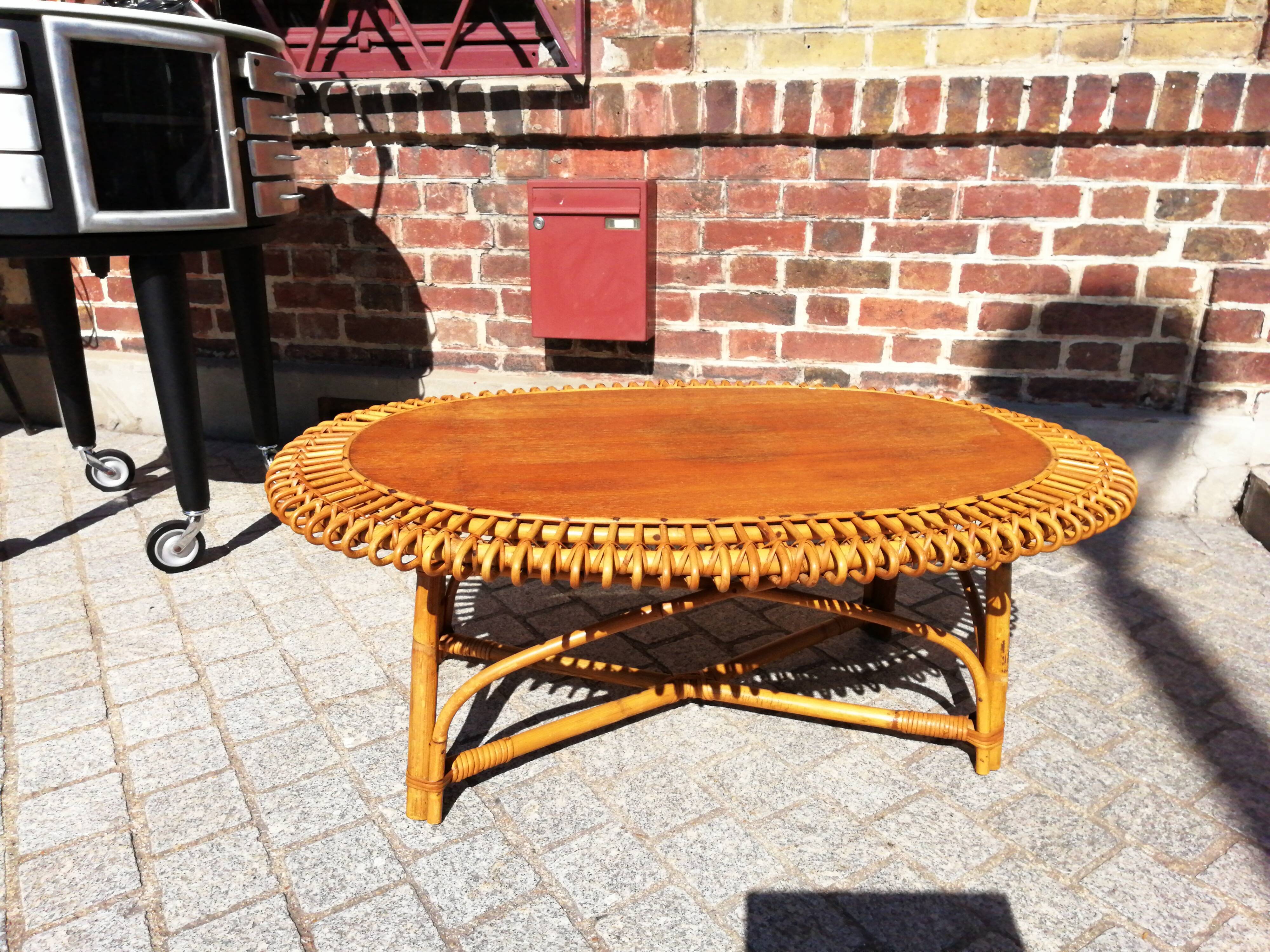 1960s rattan coffee table