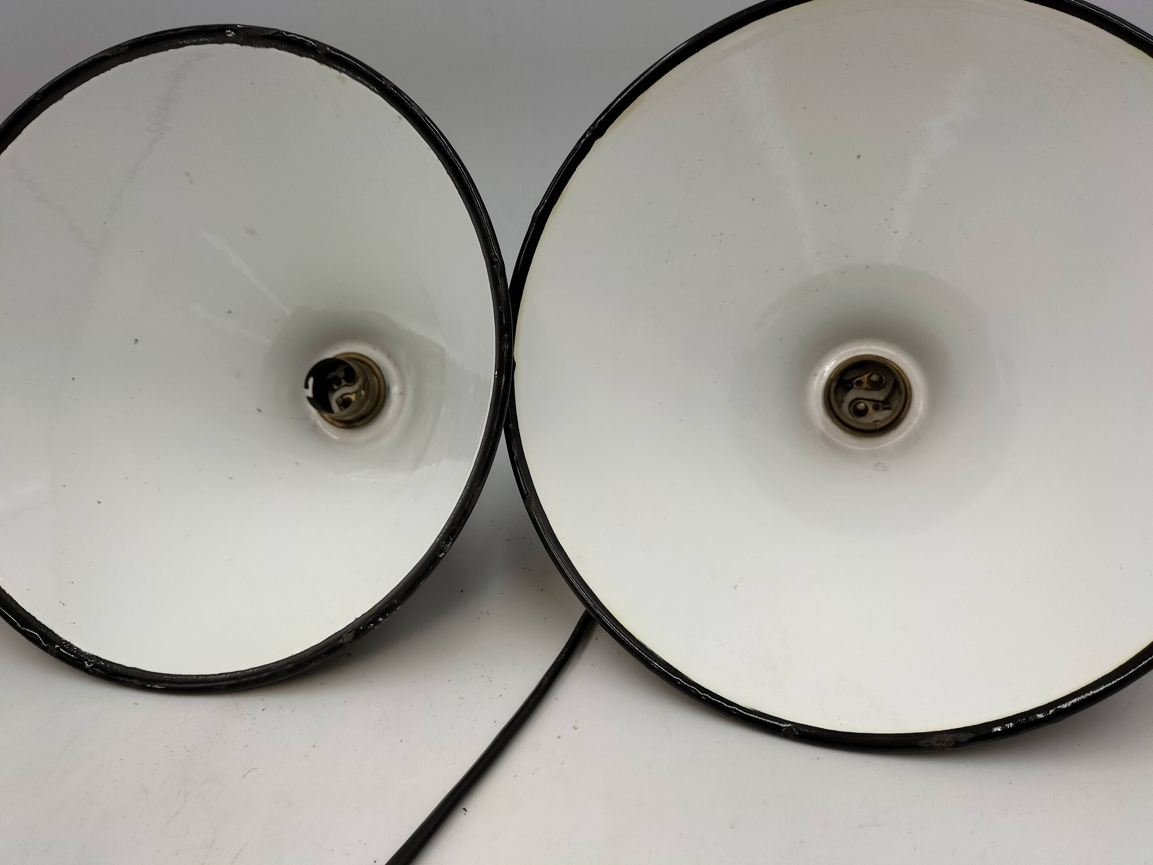 Enameled sheet metal pendant lights